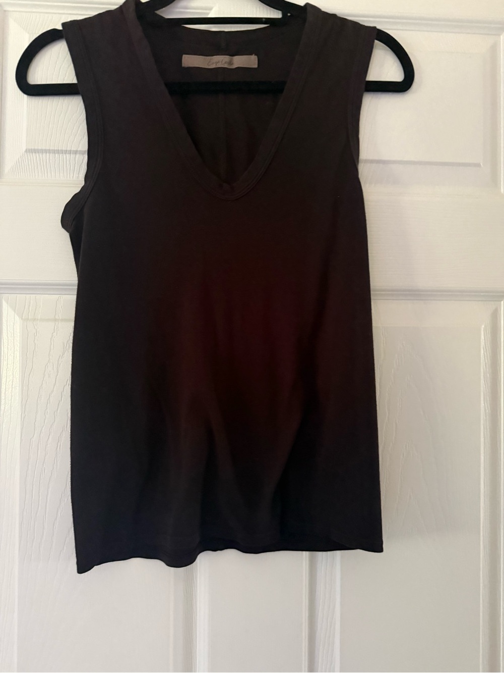 Enza Costa Black V-Neck Sleeveless Tank